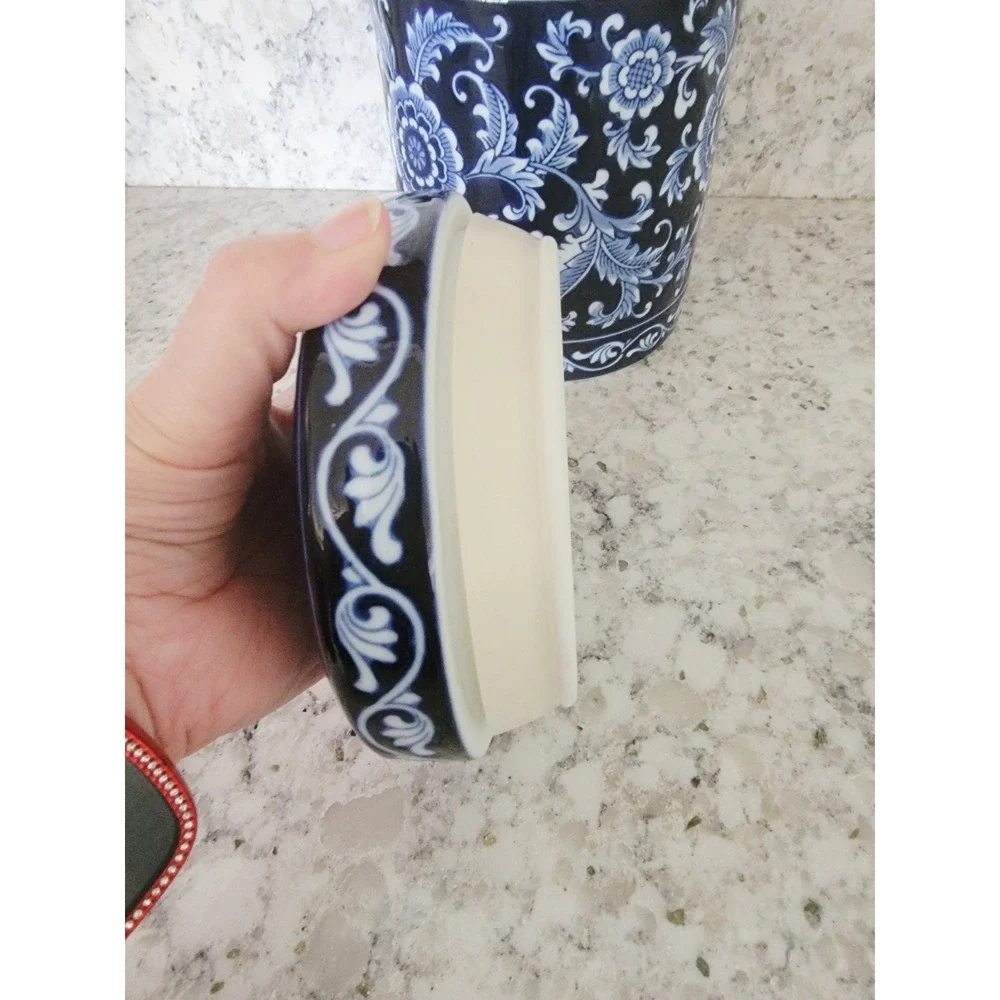 Pier 1 Mandarin Lidded Canister Jar 7.5